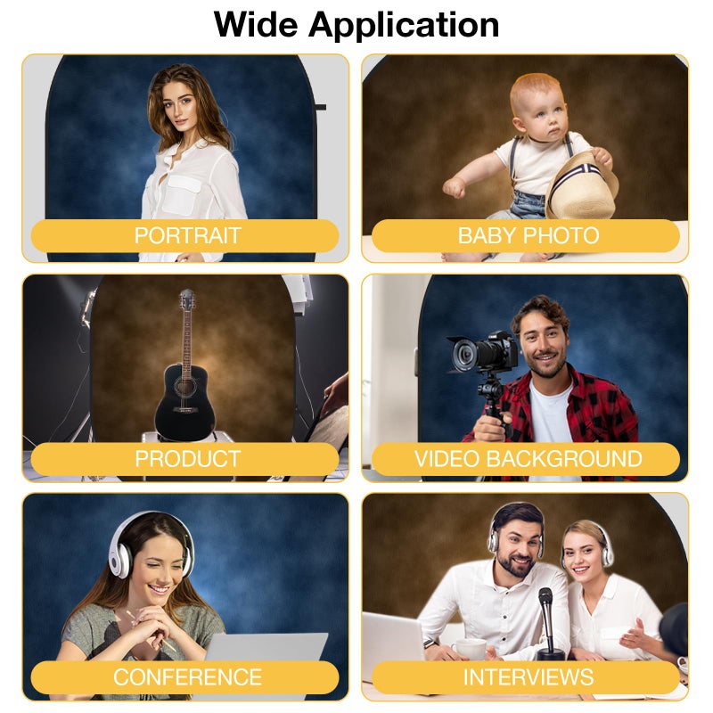 Kate Collapsible Backdrop for Photography Dark Blue&Brown Pop Up Photo Backdrops Portable Background for Portrait, Live Streaming, 5x6.5ft - Image 5